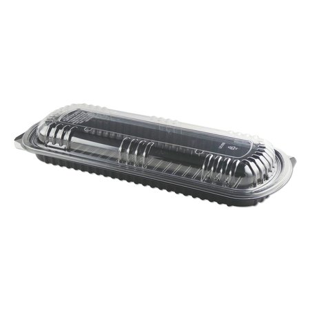 ANCHOR PACKAGING MicroRaves Rib Container with Vented Anti-Fog Lids, Full Slab, 30 oz, 16.38x6.76x2.45, Bk/Clr, 100PK 4402000